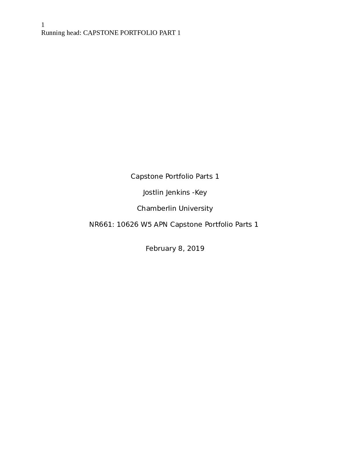 Preview image for NR 667 SAMPLE Capstone Portfolio Parts 1 LATEST 2022-2023